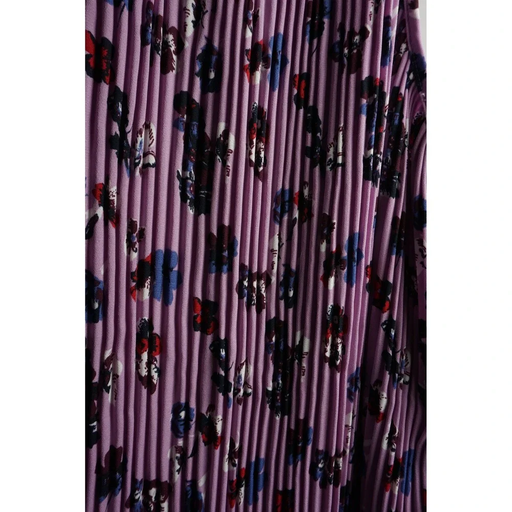New Halogen(r) Women's Size S Sleeveless Pleated Purple Darota Floral Midi Dress